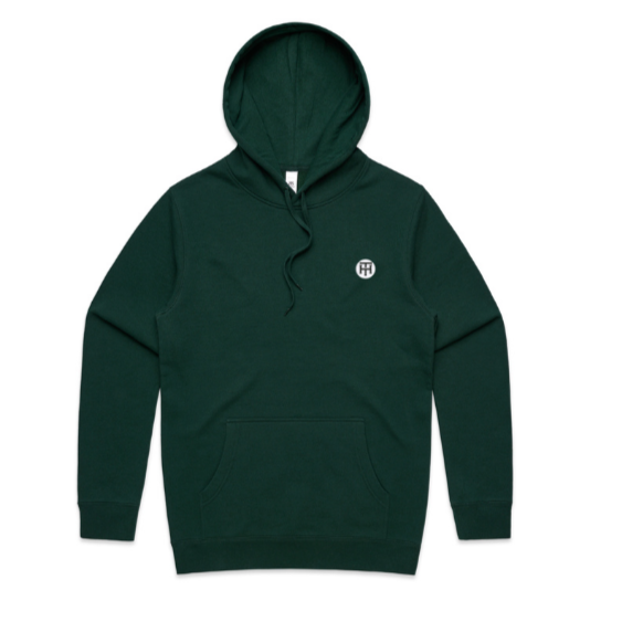Pine Green Men Hoodie with Stamp (Heavy fit)