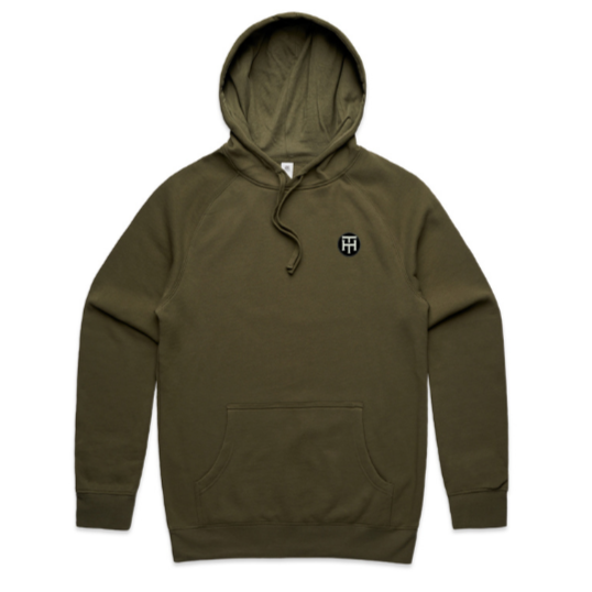 Army Green Men Hoodie with Stamp