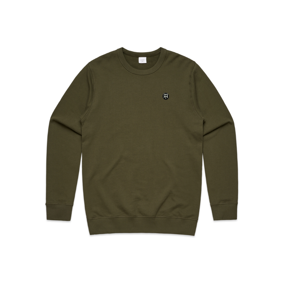 Army Green Stamp Crewneck - Men(Heavy Fit)